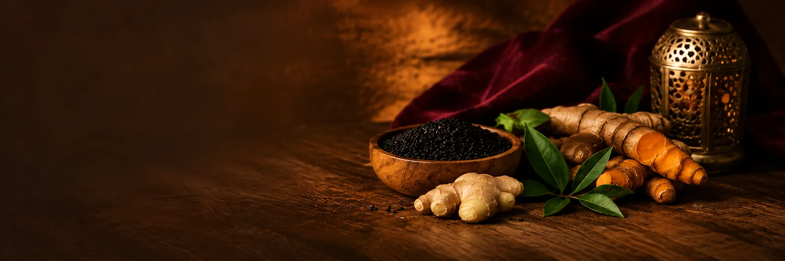 Black seed, ginger and turmeric root for Sensei's Touch massage oil